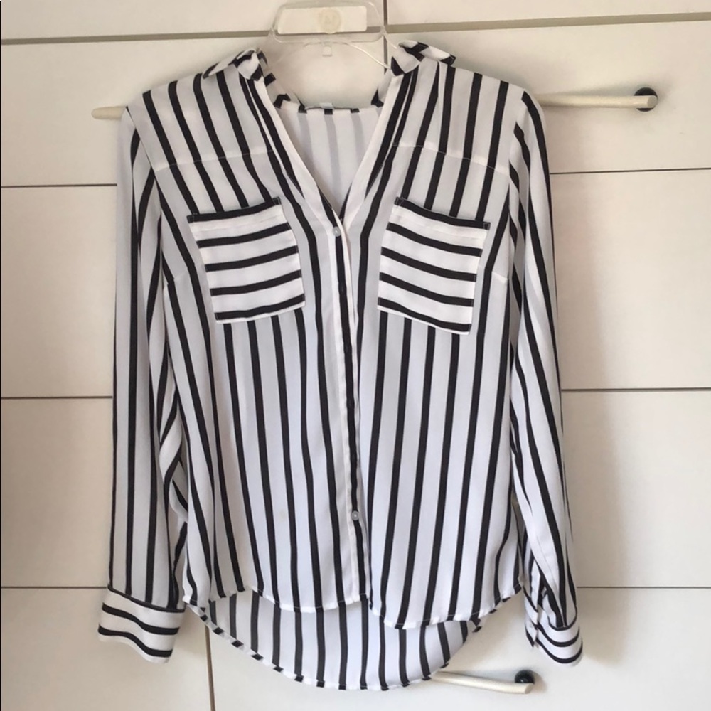 Express black and white collared shirt